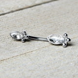 Clear Gem Art Deco Ovals Double Mount Belly Ring