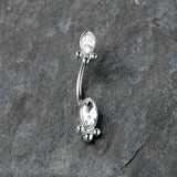 Clear Gem Art Deco Ovals Double Mount Belly Ring