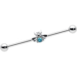 14G Blue Gem Bee Beautiful Insect Industrial Barbell 38mm