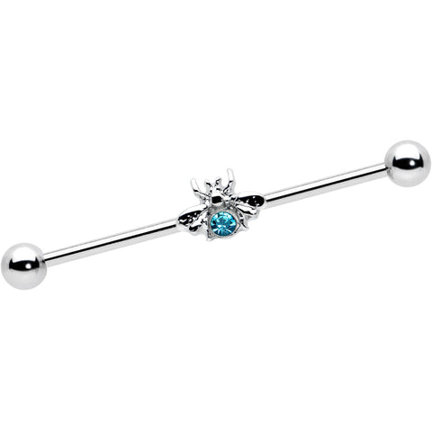 14G Blue Gem Bee Beautiful Insect Industrial Barbell 38mm