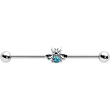 14G Blue Gem Bee Beautiful Insect Industrial Barbell 38mm