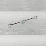 14G Blue Gem Bee Beautiful Insect Industrial Barbell 38mm