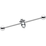 14G Gem Deco Oval Industrial Barbell 38mm