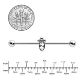 14G Gem Deco Oval Industrial Barbell 38mm