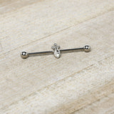14G Gem Deco Oval Industrial Barbell 38mm