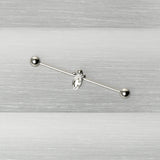 14G Gem Deco Oval Industrial Barbell 38mm