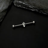 14G Gem Deco Oval Industrial Barbell 38mm
