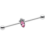 14G Gem Deco Oval Industrial Barbell 38mm