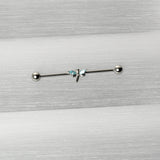 14G Blue Gem Simple Stylized Dragonfly Industrial Barbell 38mm