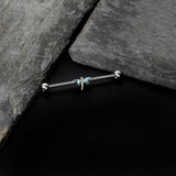 14G Blue Gem Simple Stylized Dragonfly Industrial Barbell 38mm