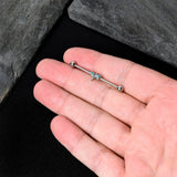 14G Blue Gem Simple Stylized Dragonfly Industrial Barbell 38mm