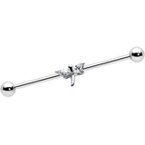 14G Clear Gem Simple Stylized Dragonfly Industrial Barbell 38mm