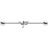14G Clear Gem Simple Stylized Dragonfly Industrial Barbell 38mm