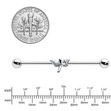 14G Clear Gem Simple Stylized Dragonfly Industrial Barbell 38mm