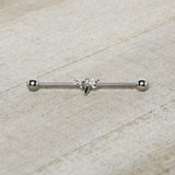 14G Clear Gem Simple Stylized Dragonfly Industrial Barbell 38mm