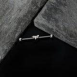 14G Clear Gem Simple Stylized Dragonfly Industrial Barbell 38mm