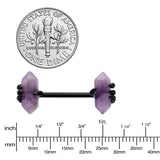 14G 9/16 Purple Amethyst Black Claw Obelisk Barbell Nipple Ring Set