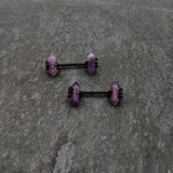 14G 9/16 Purple Amethyst Black Claw Obelisk Barbell Nipple Ring Set