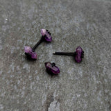 14G 9/16 Purple Amethyst Black Claw Obelisk Barbell Nipple Ring Set