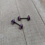 14G 9/16 Purple Amethyst Black Claw Obelisk Barbell Nipple Ring Set