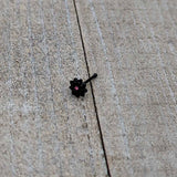 20G 1/4 Pink Gem Black Starry Flower Halloween Nose Bone