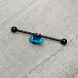 14G Blue Turquoise Black Claw Industrial Barbell 38mm