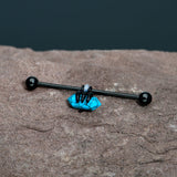 14G Blue Turquoise Black Claw Industrial Barbell 38mm