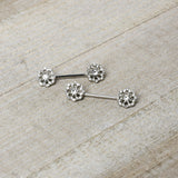 14G 9/16 Clear Gem Epic Fabulous Flower Barbell Nipple Ring Set