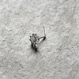 20G 7mm Clear Gem Elegant Starry Flower L Shape Nose Ring