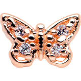 20G 7mm Clear Gem Baroque Rosy Butterfly L Shape Nose Ring
