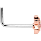 20G 7mm Clear Gem Baroque Rosy Butterfly L Shape Nose Ring