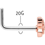 20G 7mm Clear Gem Baroque Rosy Butterfly L Shape Nose Ring