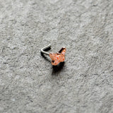 20G 7mm Clear Gem Baroque Rosy Butterfly L Shape Nose Ring