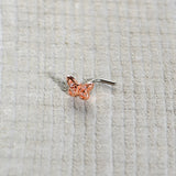 20G 7mm Clear Gem Baroque Rosy Butterfly L Shape Nose Ring