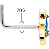 20G 7mm Blue Gem Tropic Fan L Shape Nose Ring