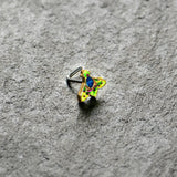 20G 7mm Blue Gem Tropic Fan L Shape Nose Ring