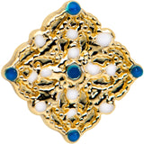 20G 1/4 Gold Tone Lacy Rhombus L Shape Nose Ring