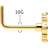 20G 1/4 Gold Tone Lacy Rhombus L Shape Nose Ring