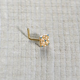 20G 1/4 Gold Tone Lacy Rhombus L Shape Nose Ring