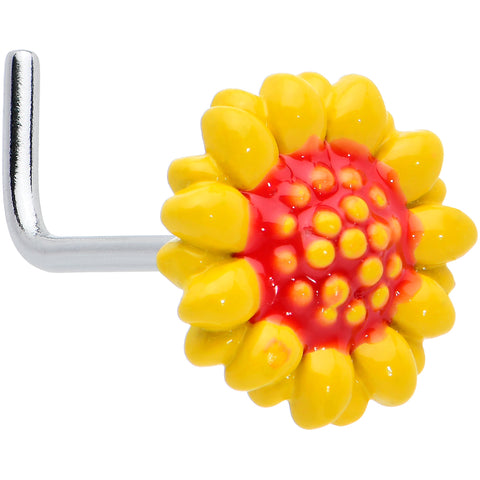 20G 7mm Happy Yellow Sunflower L Shape Nose Ring