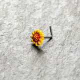 20G 7mm Happy Yellow Sunflower L Shape Nose Ring