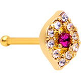 20G 1/4 Clear Pink Gem Gold Tone Open Eye Nose Bone