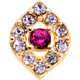 20G 1/4 Clear Pink Gem Gold Tone Open Eye Nose Bone