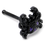 20G 1/4 Purple Gem Black Chic Crab Nose Bone