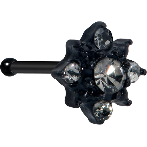 20G 1/4 Clear Gem Black Gothic Sun Nose Bone
