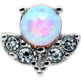 20G 7mm White Synthetic Opal Style Flower L Shape Nose Ring