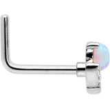 20G 7mm White Synthetic Opal Style Flower L Shape Nose Ring