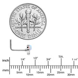 20G 7mm White Synthetic Opal Style Flower L Shape Nose Ring