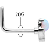 20G 7mm White Synthetic Opal Style Flower L Shape Nose Ring
