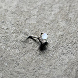 20G 7mm White Synthetic Opal Style Flower L Shape Nose Ring